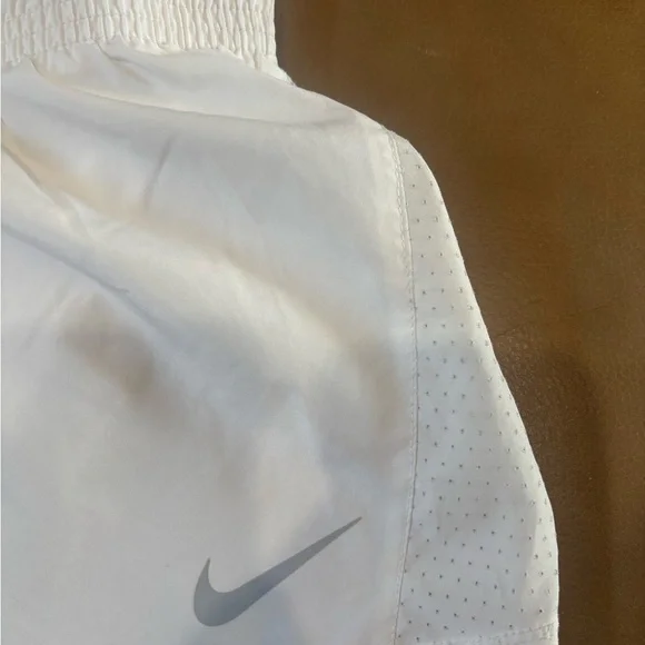 Nike Women's White Athletic Shorts with Gray Logo - Picture 2 of 4